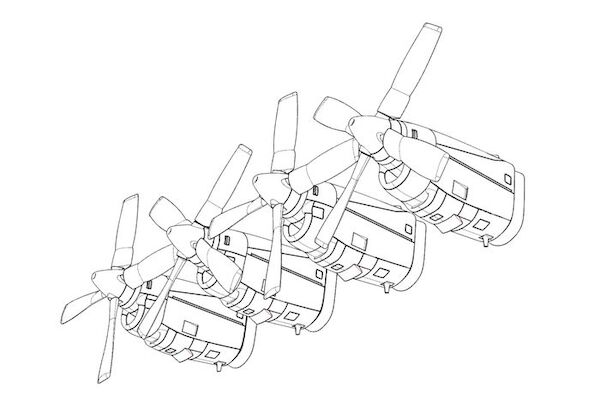 C130E/H Hercules Engine and Propeller set (Italeri kit)  BRL48125