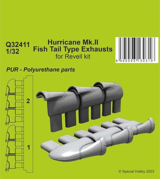 Hurricane Mk.I/II Fish Tail Type Exhausts (Revell)  CMK-Q32411