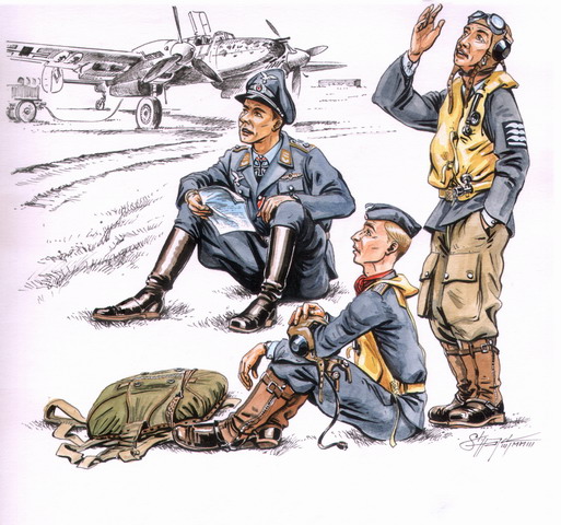 German pilots at rest WW2 (3 fig)  F-72112