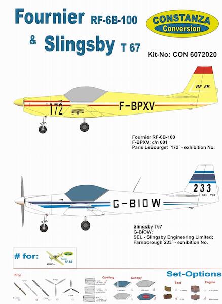 Fournier RF6B-100 and Slingsby T67 Blue canopy and decals (F-BPXV, G-BIOW) Only for Constanza kit  CON6072020