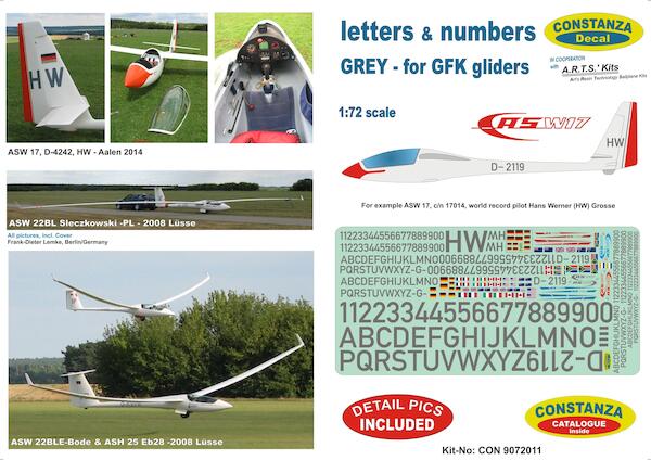 Letters and digits for International GFK civil gliders  CON9072011