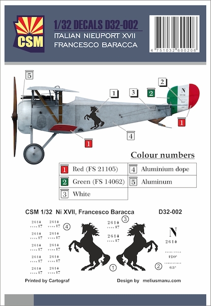 Italian Nieuport XVII  Francesco Baracca  D32-002
