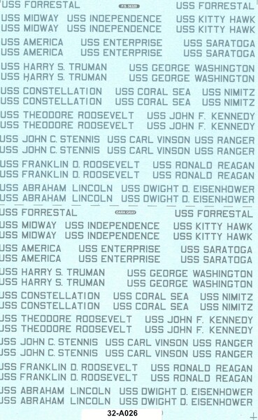 US Aircraft Carrier names (Midway through Nimitz Class)  CAM32-A026