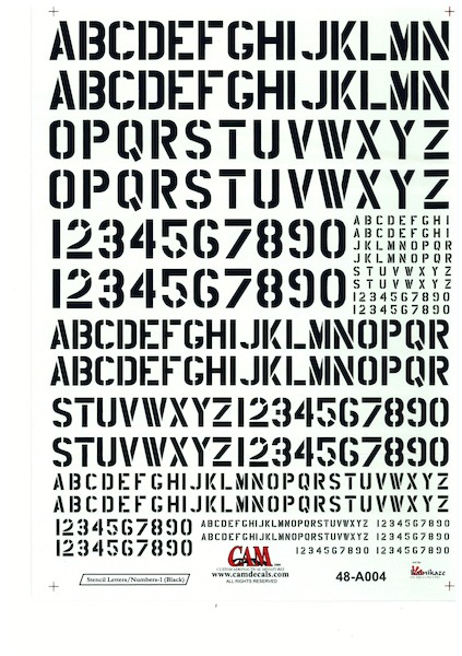 Stencil Letters & Numbers-1 (Black)  CAM48-A004