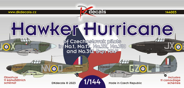 Hurricanes Of Czechoslovak Pilots In No1, No17, No32, No310 and no312 Sq RAF (11 schemes)  DK144003