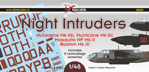 Night Intruders - Hurricane, Mosquito and Boston  (5 camo schemes)  DK48021