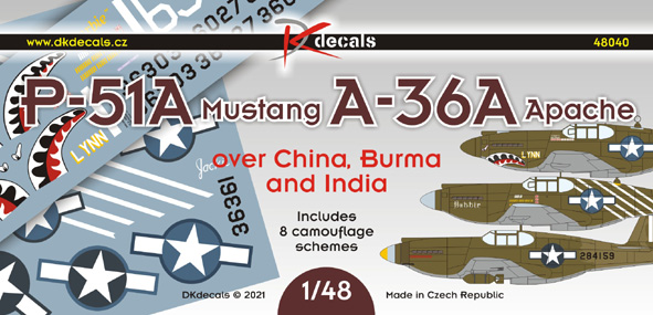 P51A Mustang, A36A Apache over China, Burma and India (8 camo schemes)  DK48040