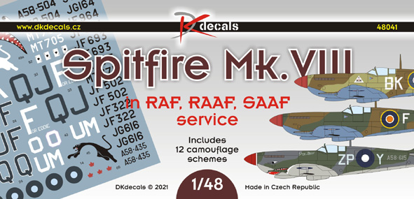 Spitfire Mk.VIII in RAF, RAAF, SAAF service (12 camo schemes)  DK48041