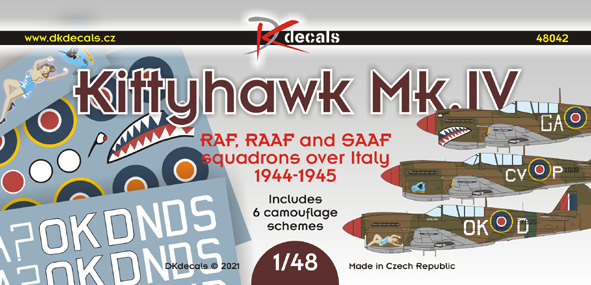 Kittyhawk MKIV in RAF, RAAF and SAAF squadrons over Italy 1944-1945 (6 camouflage Schemes)  DK48042