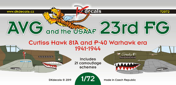 AVG and the USAAF 23rd FG, Curtiss Hawk 81A and P40 Warhawk era  (21 camo schemes) (REISSUE)  DK72072