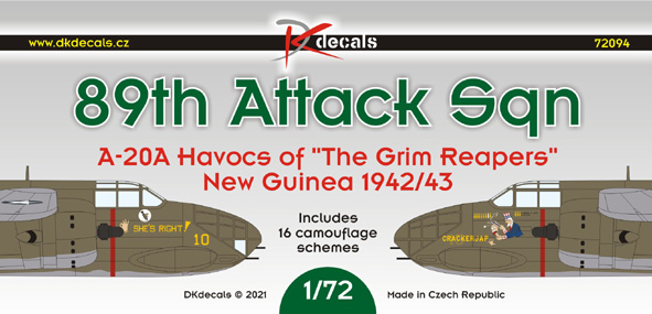 89th Attack Squadron USAAF, A20A Havocs of the Grim Reapers over New Guinea 1942-1943 (11 camo schemes)  DK72094
