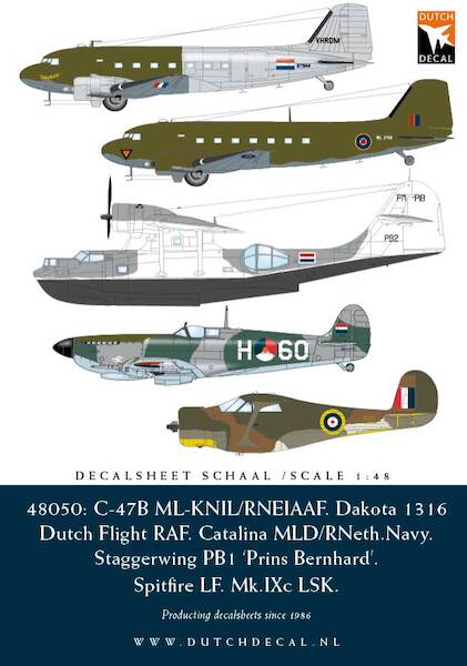 C47, ML-KNIL, RNEIAF, Dakota 1316 Flight RAF, Catalina MLD, Staggerwing PB1, Spitfire LF MKIXc LSK)   SOME STOCK FOUND!  DD48050