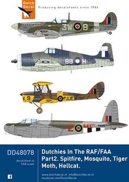 Dutchies in the RAF/FAA part 2 (Spitfire, Tiger Moth, Mosquito, Hellcat)  DD48078