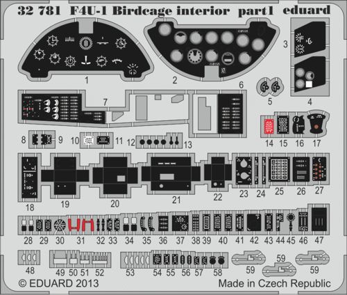 Detailset F4U-1 Birdcage Corsair interior set Self Adhesive (Tamiya)  E32-781