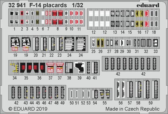 Detailset F14D Tomcat Placards (Tamiya)  E32-941