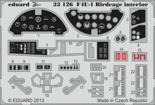 Detailset F4U-1 Corsair Birdcage Interior Self adhesive (Tamiya)  E33-126