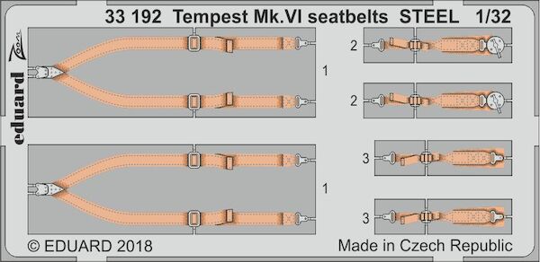 Detailset Hawker Tempest MKVI Seatbelts - steel- (Special Hobby)  E33-192