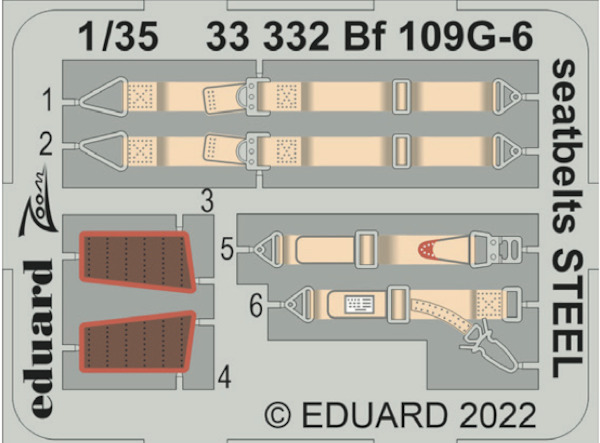 Detailset Messerschmitt BF109G-6 Seatbelts (Border Models)  E33-332