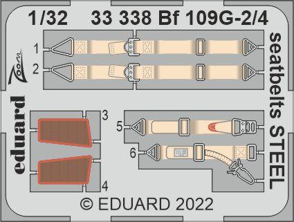 Detailset Messerschmitt BF109G-2/4 Seatbelts (Revell)  E33-338
