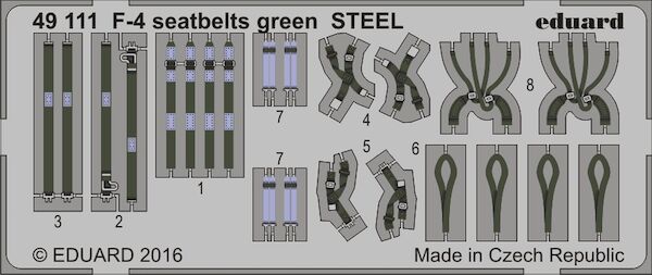 Detailset F4 Phantom II Seatbelts Green (STEEL)  E49-111