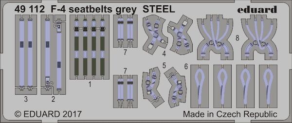 Detailset F4 Phantom II Seatbelts Grey (STEEL)  E49-112