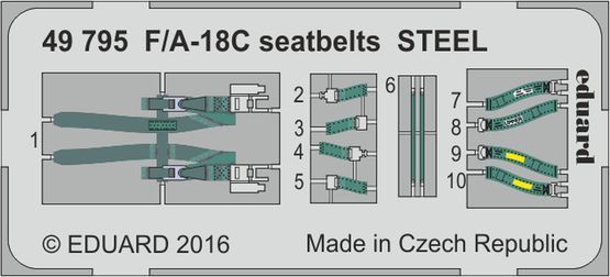 Detailset F/A18C Hornet Seatbelts (Steel) (Kinetric)  E49-795