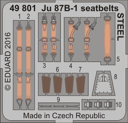 Detailset Junkers Ju87B-1 Stuka Seatbelts - STEEL- (Airfix)  E49-801