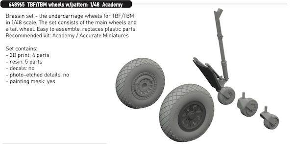 Grumman TBM/TBF Avenger wheels  with pattern (Academy, Accurate, Italeri)  E648965