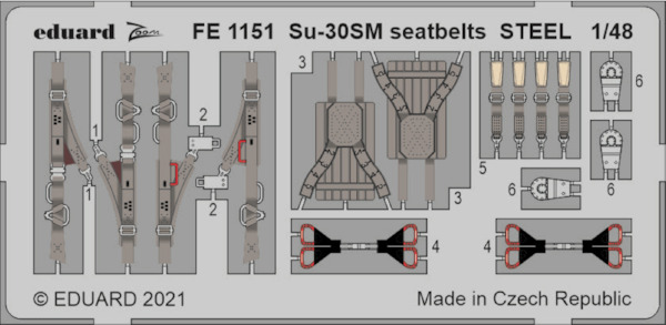 Detailset Sukhoi Su30SM Seatbelts (Kitty hawk)  FE1151