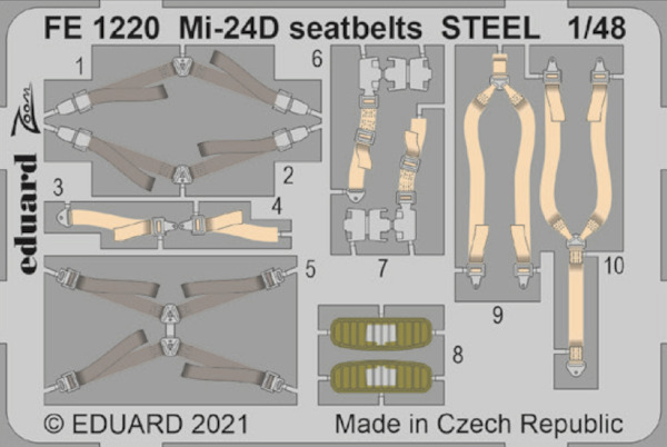 Detailset Mil Mi24D 'Hind' Seatbelts (Eduard/Zvezda)  FE1220