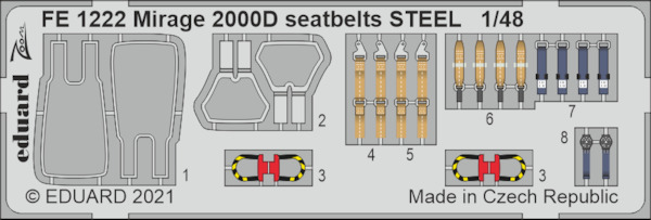 Detailset Mirage 2000D Seatbelts (Kinetic)  FE1222