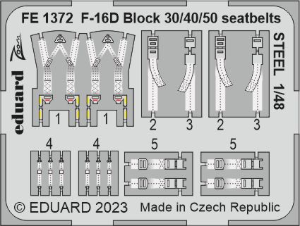 Detailset F16D Fighting Falcon Block 30/40/50 Setbelts (Kinetic)  FE1372
