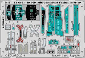 Detailset Mikoyan MiG25PD/PDS Foxbat Interior Self Adhesive (Kitty Hawk)  FE669