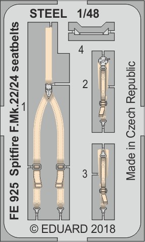 Detailset Spitfire MK22/24  Seatbelts - Steel-  (Airfix)  FE925