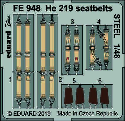Detailset Heinkel He219 Uhu Seatbelts (Tamiya)  FE948