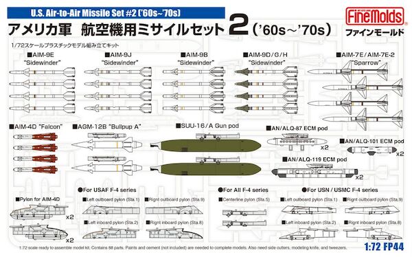 U.S. Aircraft Air to Air Missile Set ('60s - '70s)  (BACK IN STOCK)  FP44