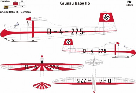 Grunau Baby IIb German Single seat Sailplane (Pre war german AF)  48026