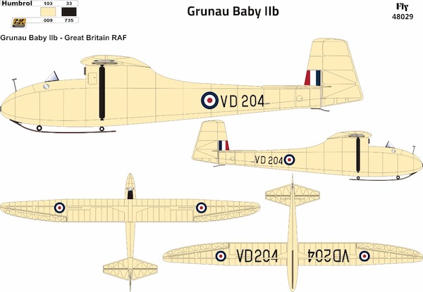 Grunau Baby IIb German Single seat Sailplane (RAF VD204)  48029