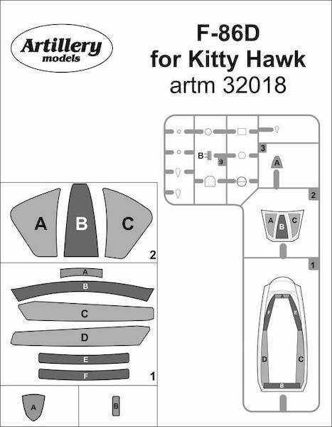F86D Sabredog Canopy mask for Kitty Hawk kits  ARTM32018