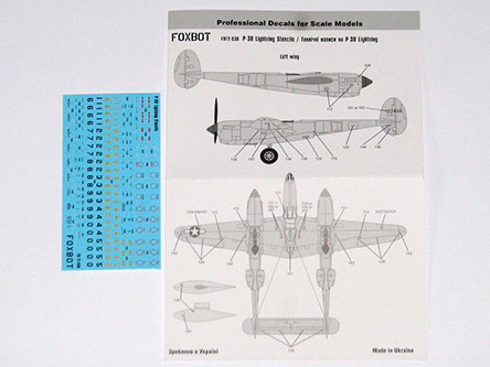 Lockheed P38 Lightning Stencils  FOX72-030