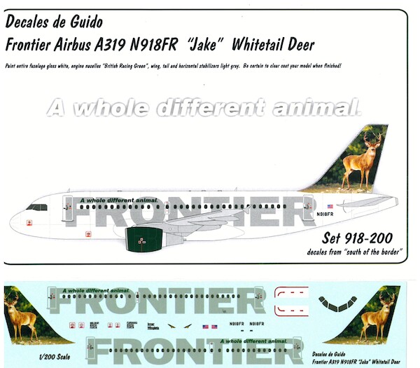 Airbus A319 (Frontier N918FR Jake Whitetail Deer)  GUIDO 918-200