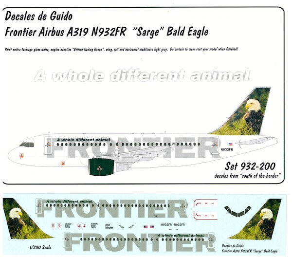 Airbus A319 (Frontier N932FR Sarge Bald Eagle)  GUIDO 932-200
