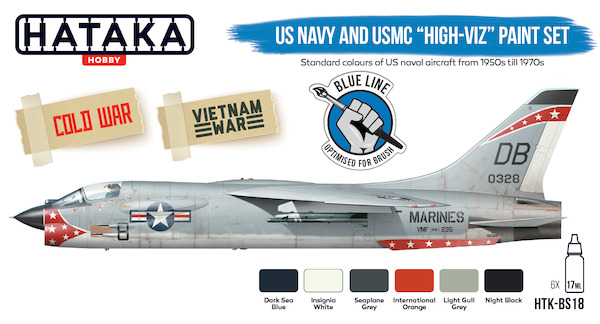 US Navy and Marine Corps 'Hi-Viz' paint set (6 colours) Optimised for Brushpainting !  HTK-BS18