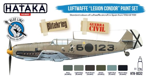 Luftwaffe 'Legion Condor" paint set (6 colours) Optimised for Brushpainting  HTK-BS32
