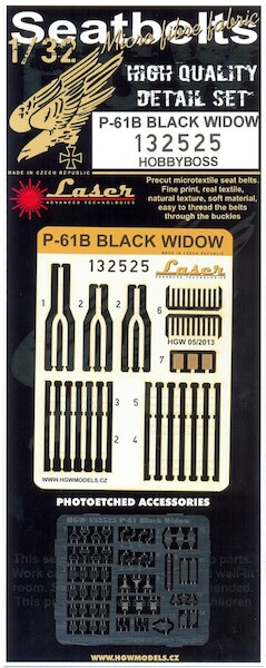P61B Black Widow Seatbelt set Laser cut (Hobby Boss)  HGW132525