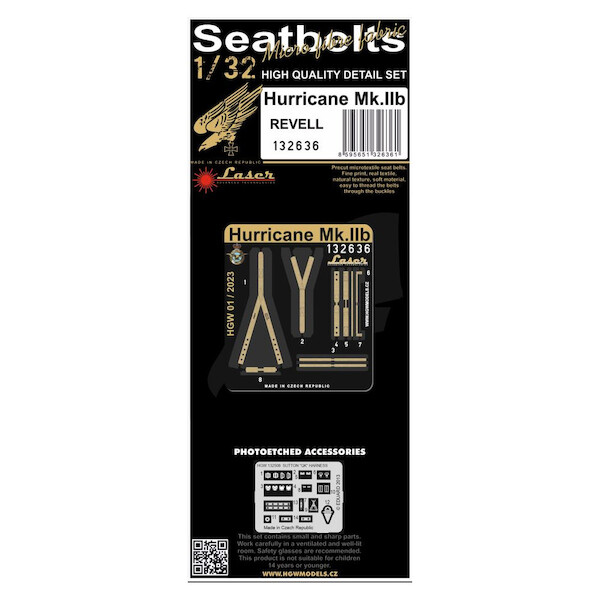 Hawker Hurricane MKIIb Seatbelts and Buckles. (Revell)  HGW132636