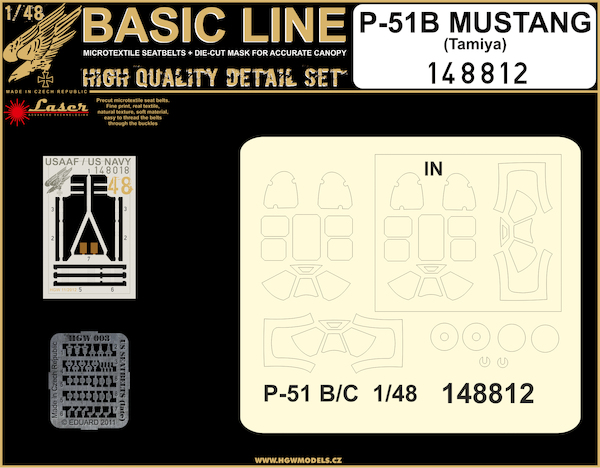 P51B Mustang Basic line detail set (Tamiya)  HGW148812