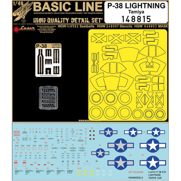 P38 Lightning Basic line detail set (Tamiya)  HGW148815