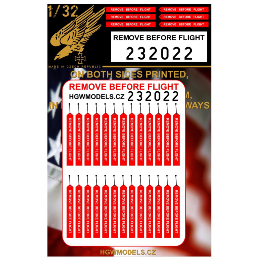 Remove before flight Tags - both sides printed  HGW232022