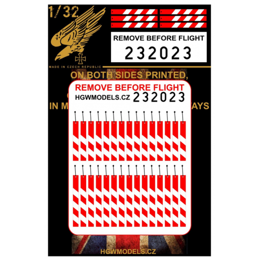 Remove before flight Tags (RAF)- both sides printed  HGW232023